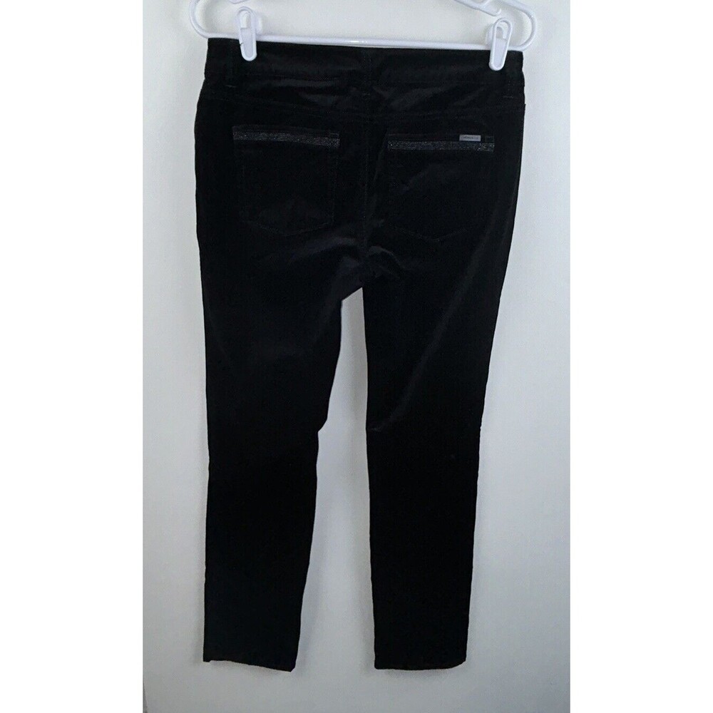 White House Black Market Womens Velvet Pants Size 2R Black Slim Leg Embellished